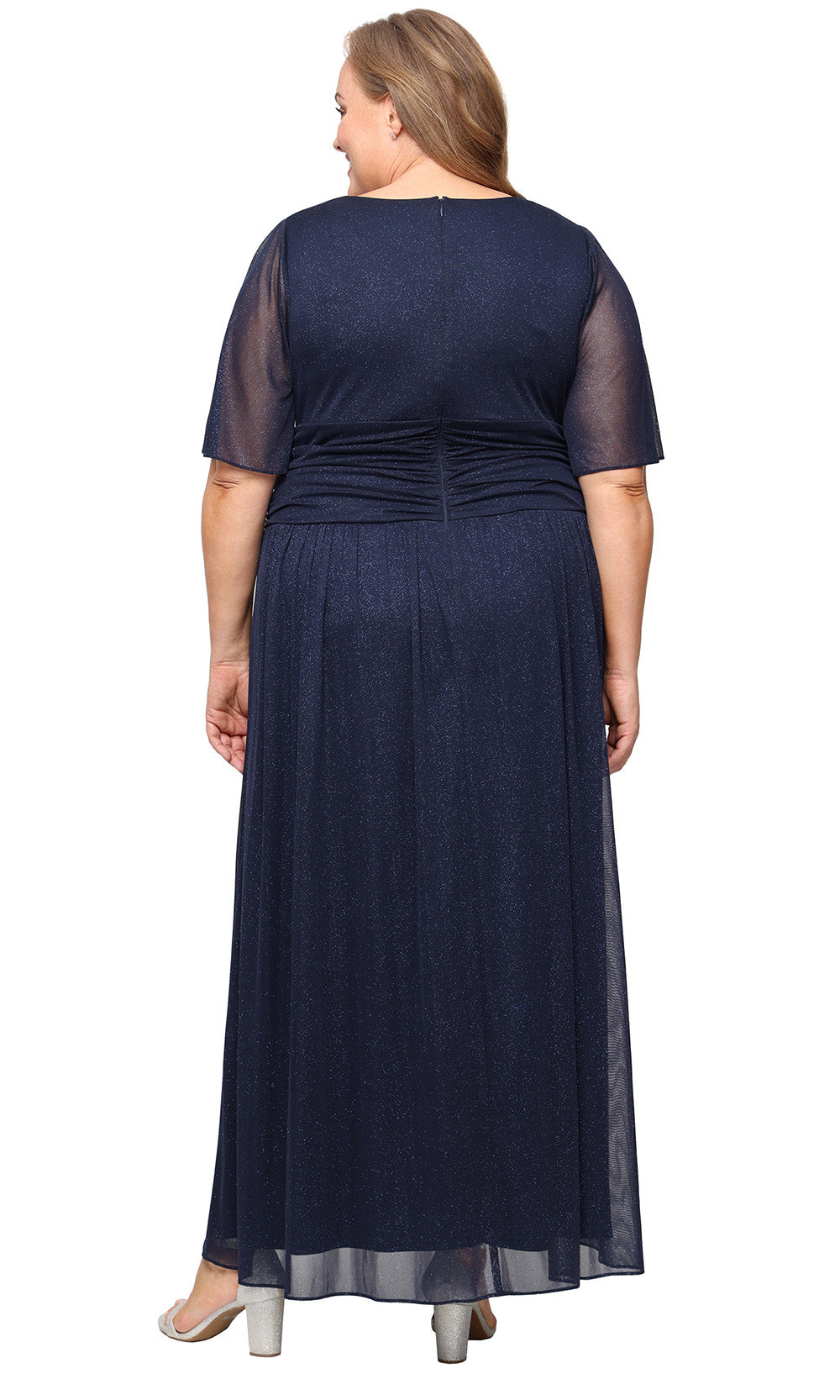 Plus Size Dresses Long Formal A Line Plus Size Glitter Dress NAVY