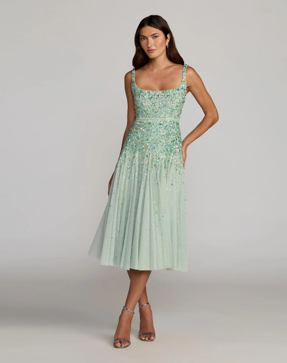 Scoop Tea-Length Tulle Formal A-Line Dress Mac Duggal 94334