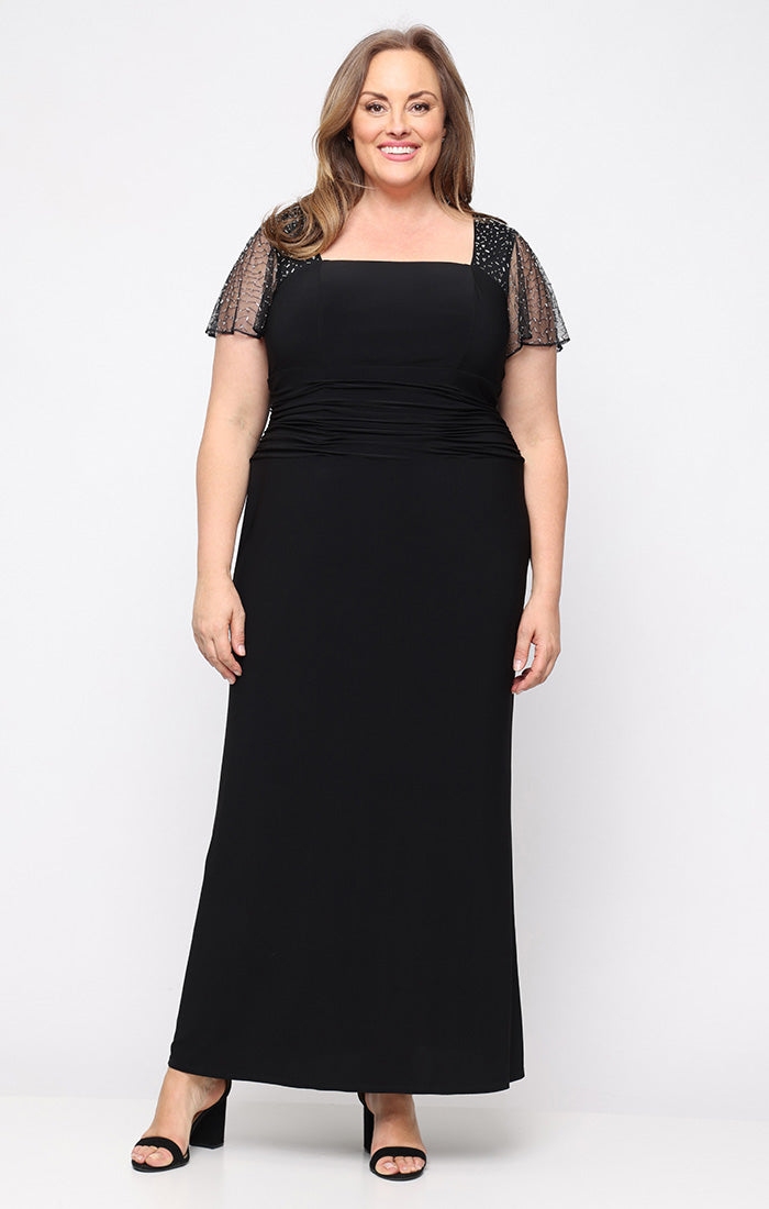 Square Neck Floor-Length Jersey Formal Sheath/Column Gown SL Fashions 9435254