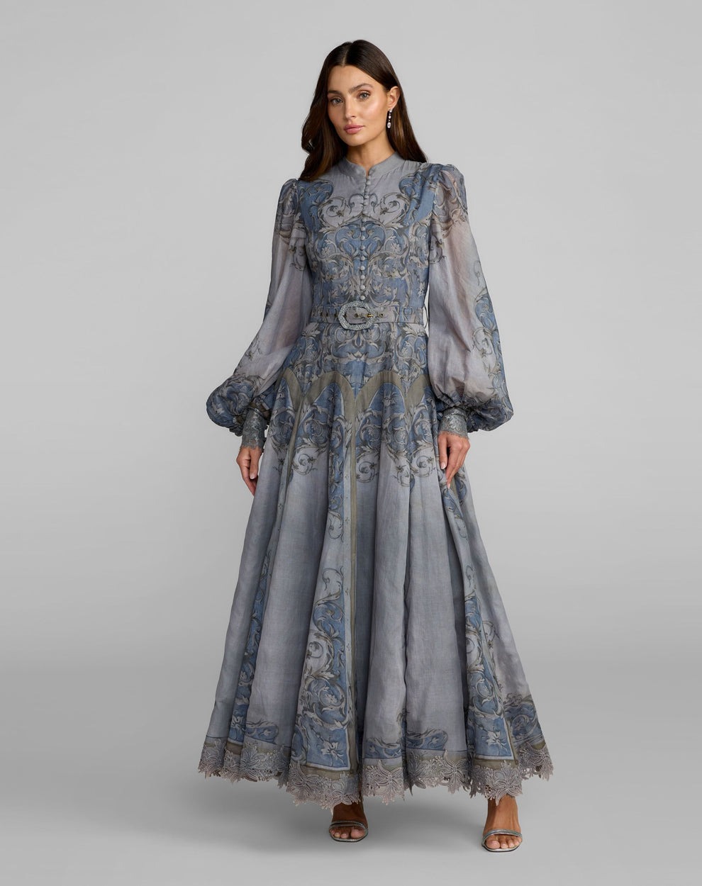 Crew/High-Neck Floor-Length Chiffon Formal A-Line Mac Duggal 94358