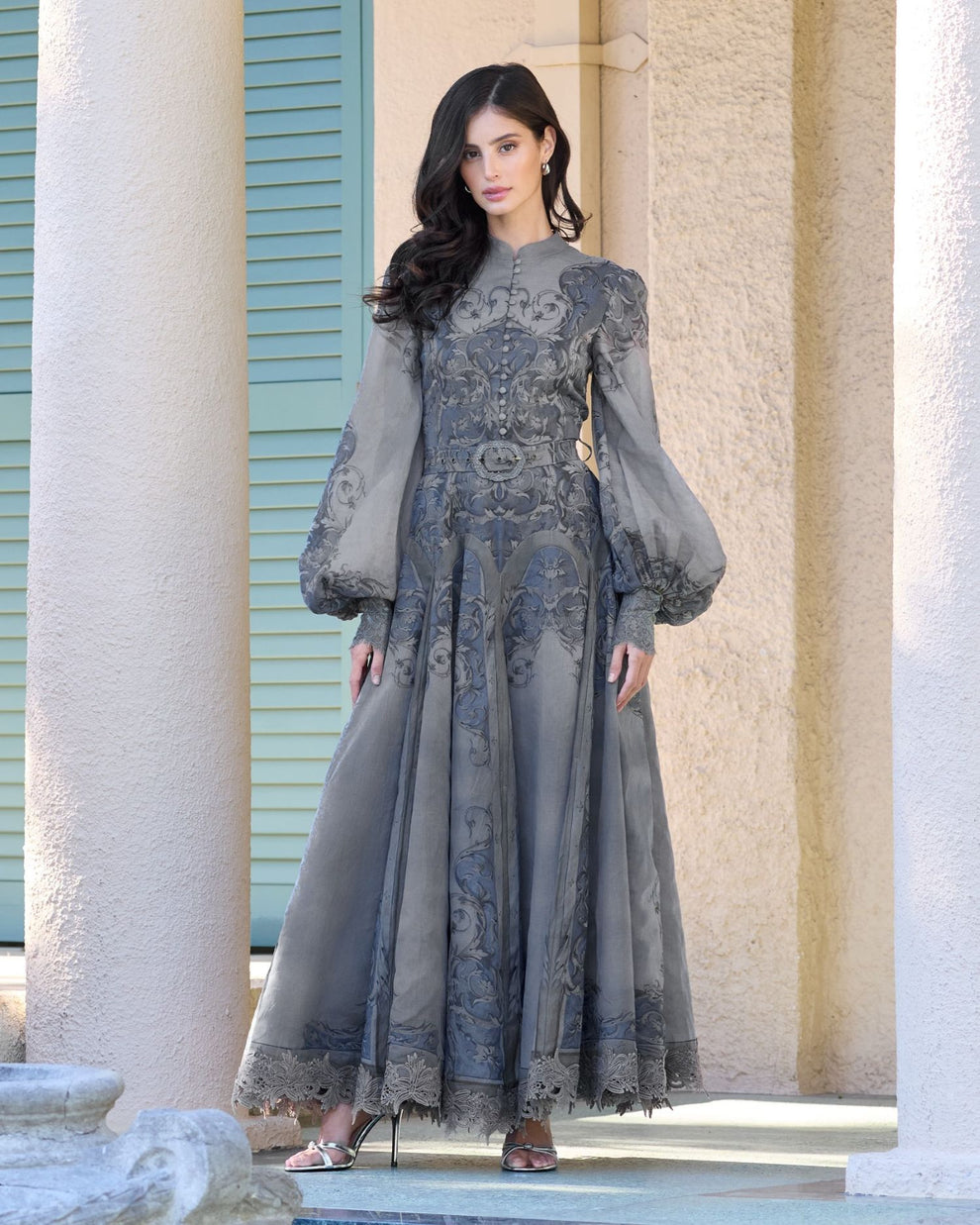 Crew/High-Neck Floor-Length Chiffon Formal A-Line Mac Duggal 94358