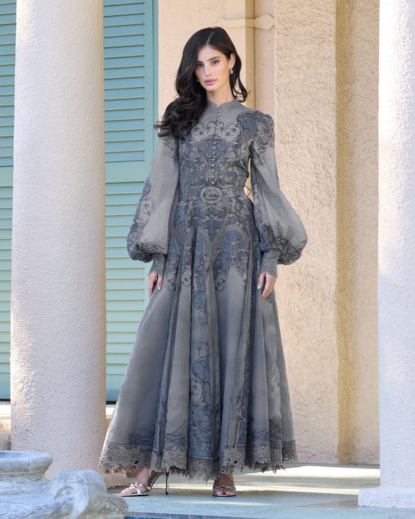 Crew/High-Neck Floor-Length Chiffon Formal A-Line Mac Duggal 94358