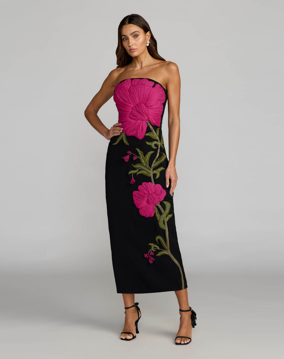 Strapless Straight Neck Midi Crepe Evening Sheath/Column Mac Duggal 94359