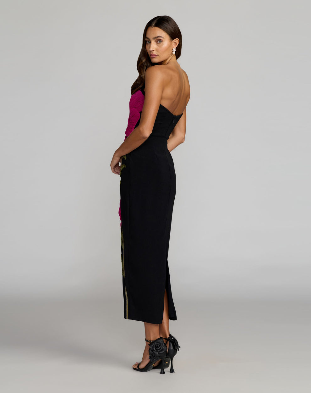 Strapless Straight Neck Midi Crepe Evening Sheath/Column Mac Duggal 94359