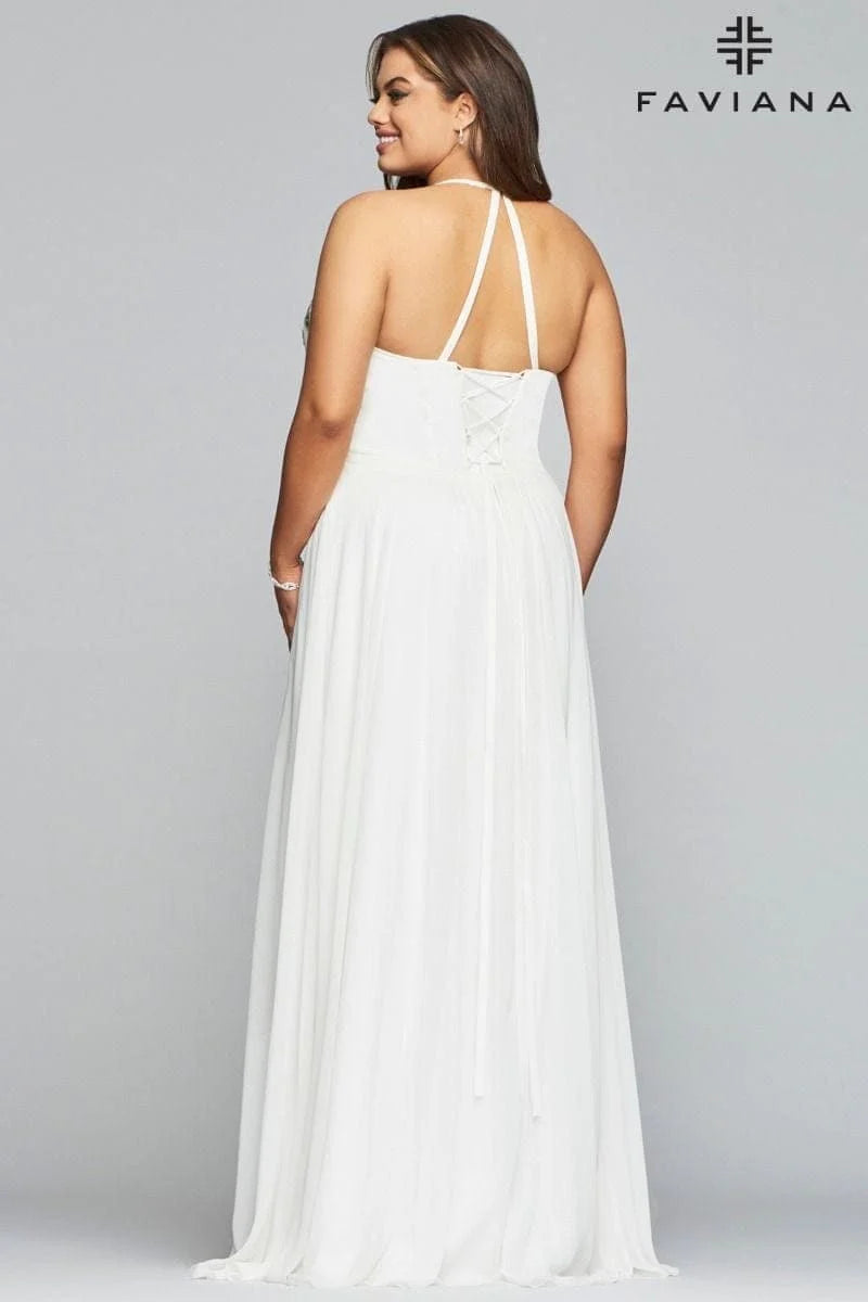 Faviana 9435 Long Formal Halter Plus Size Prom Gown - The Dress Outlet Faviana