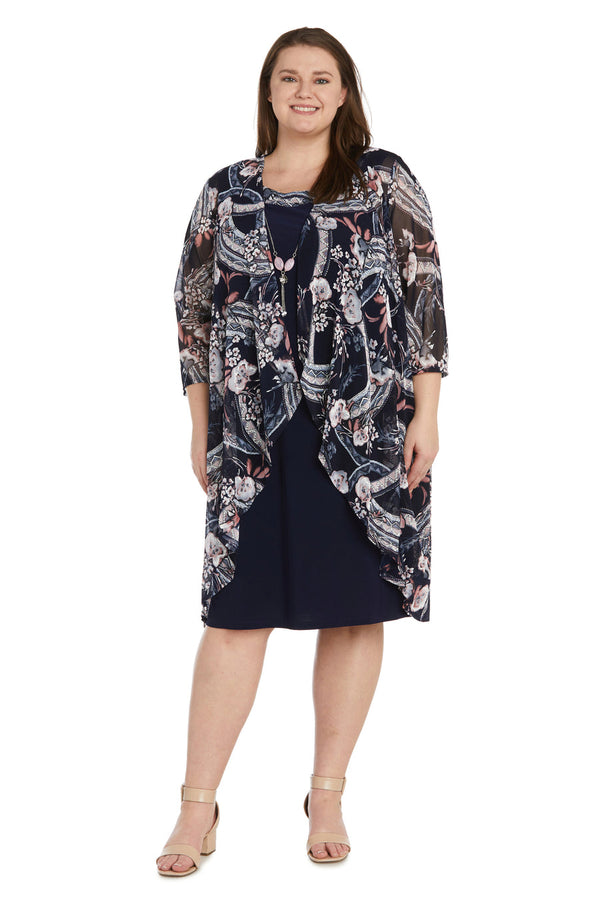 Plus Size Print Short Dress Jacket Dress R&M Richards 9447W