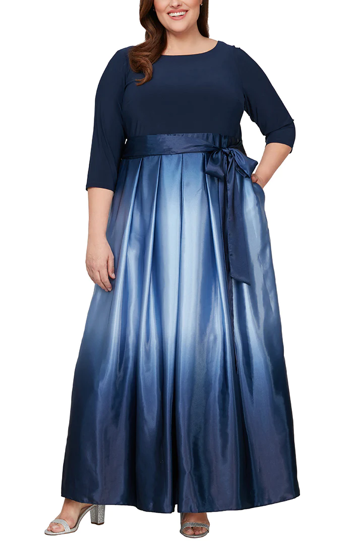 long maxi dress plus size SL Fashions Women's Plus Size Ombre A-Line Gown (20W, Fig)