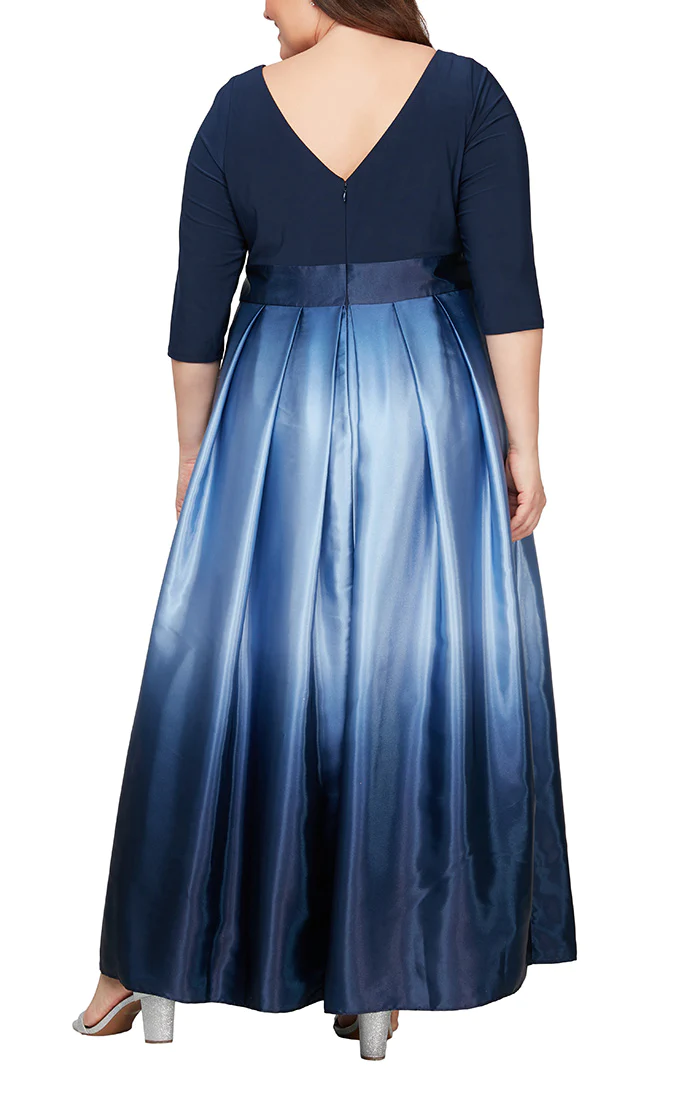 SL Fashions 9451111 Plus Size Ombre Satin Long Formal Ballgown