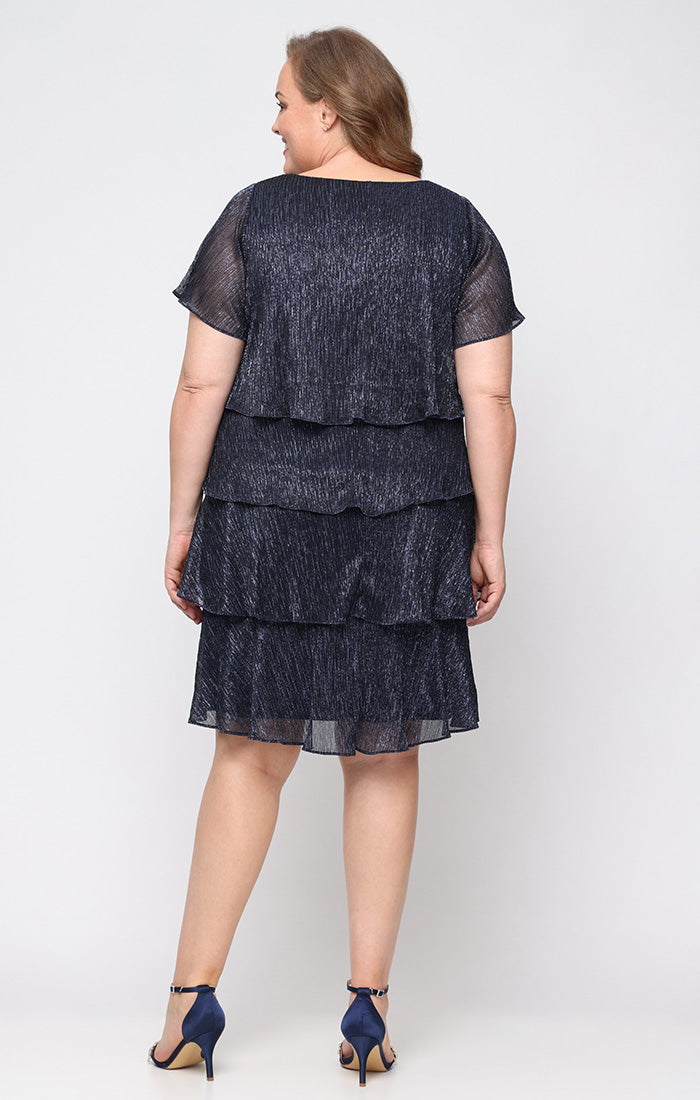 Plus Size Dresses Short Plus Size Tiered Cocktail Dress NAVY