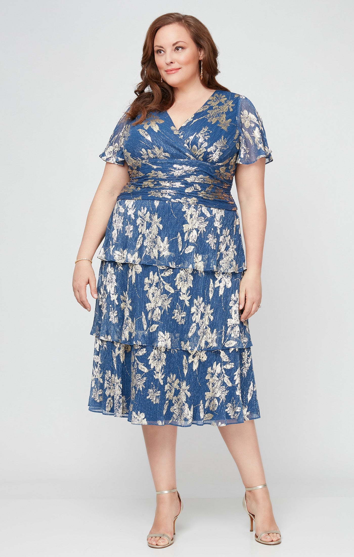 V-Neck Midi Chiffon Formal A-Line Plus Size Dress The Dress Outlet V-Neck Midi Chiffon Formal A-Line Plus Size Dress The Dress Outlet