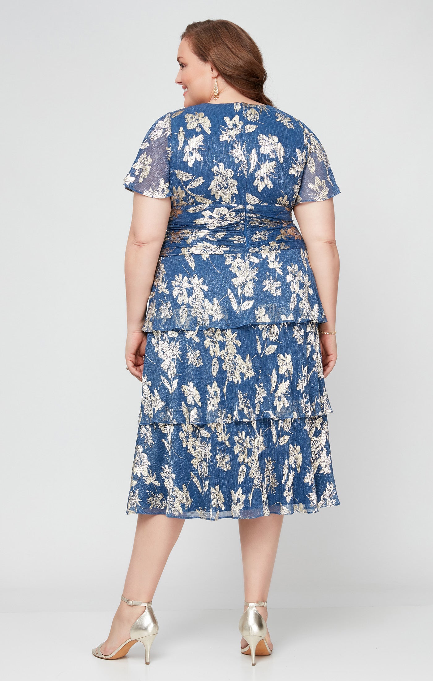 V-Neck Midi Chiffon Formal A-Line Plus Size Dress – The Dress Outlet