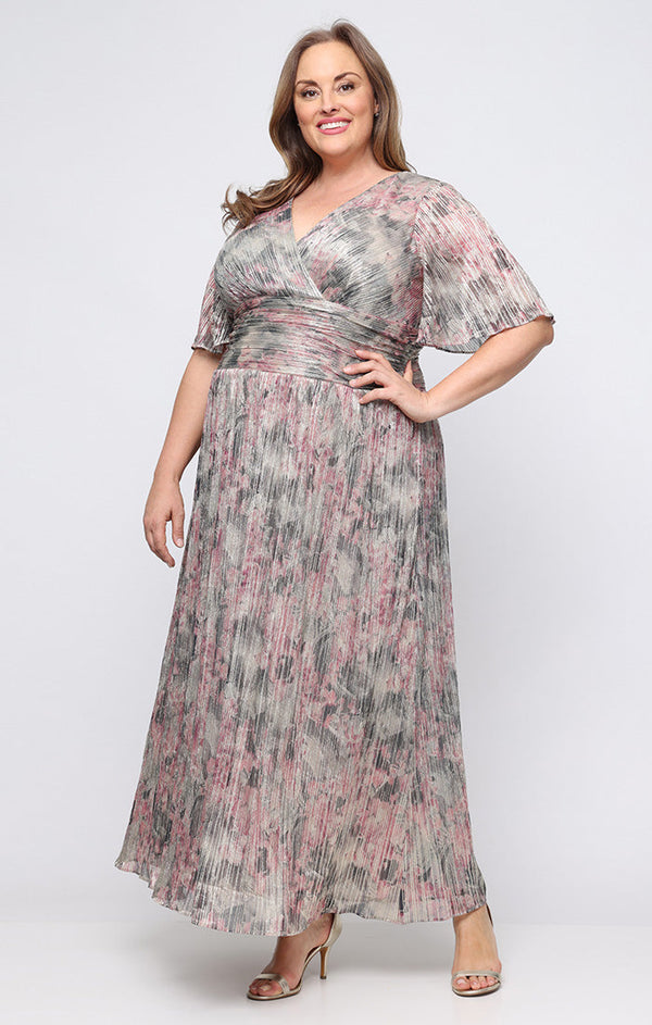 V-Neck Floor-Length Chiffon Formal A-Line Gown SL Fashions 9455256