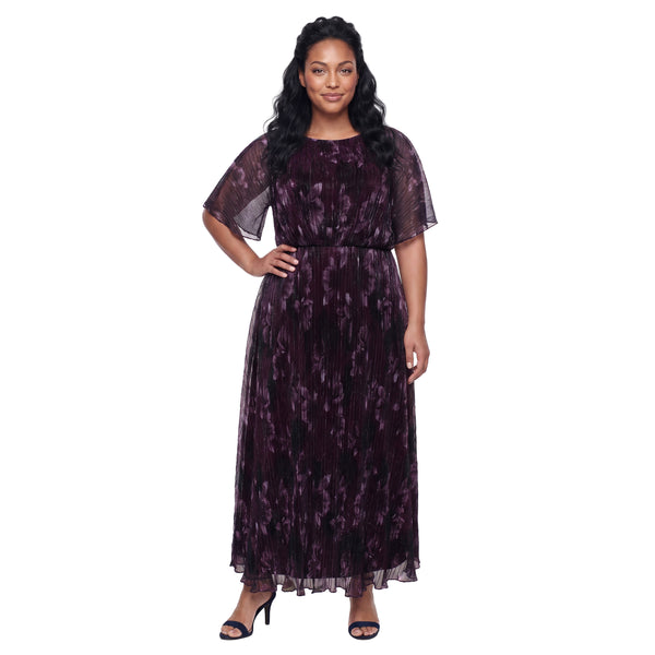 SL Fashions 9455303 Crew High-Neck Floor-Length Chiffon Plus Size A-Line
