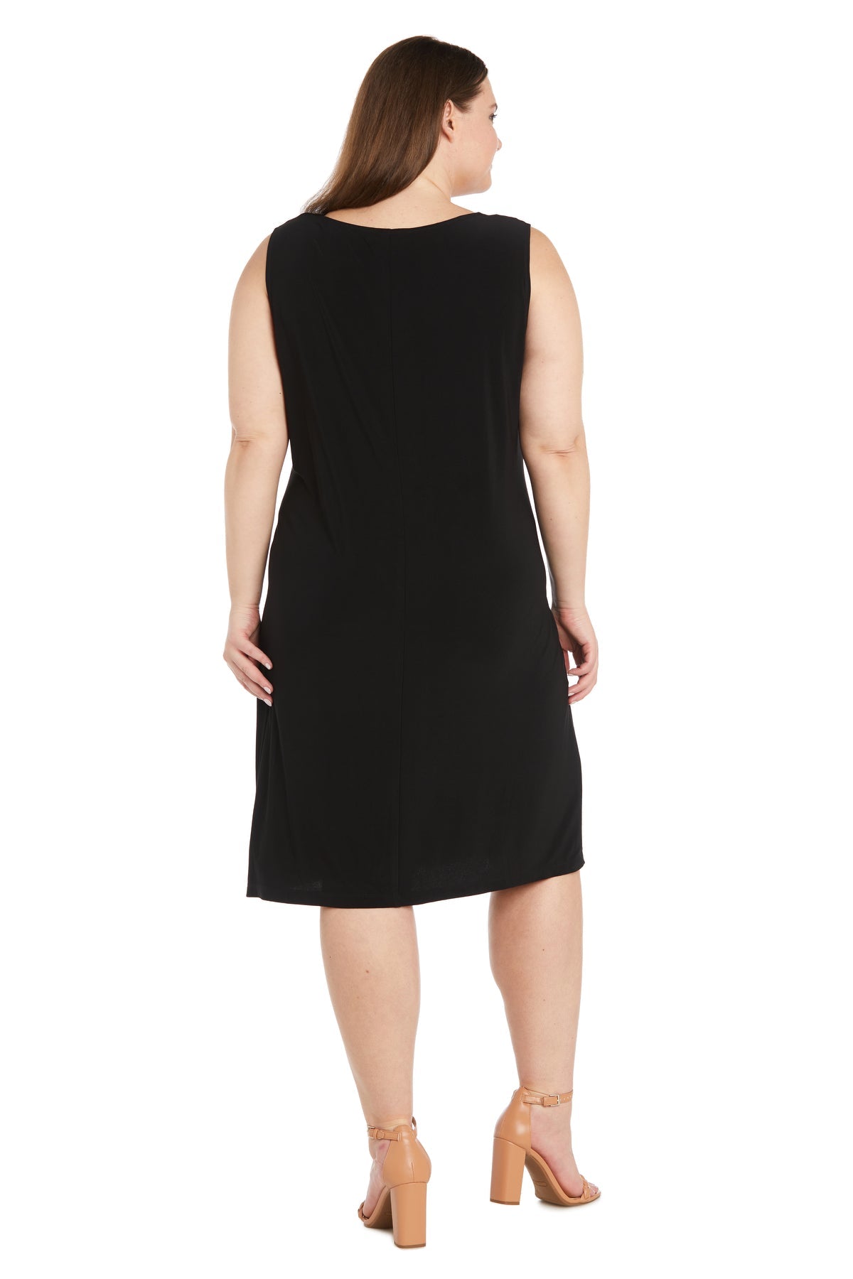 Plus Size Dresses Short Cocktail Long Sleeve Plus Size Dress R&M Richards 9457W Black/Bronze