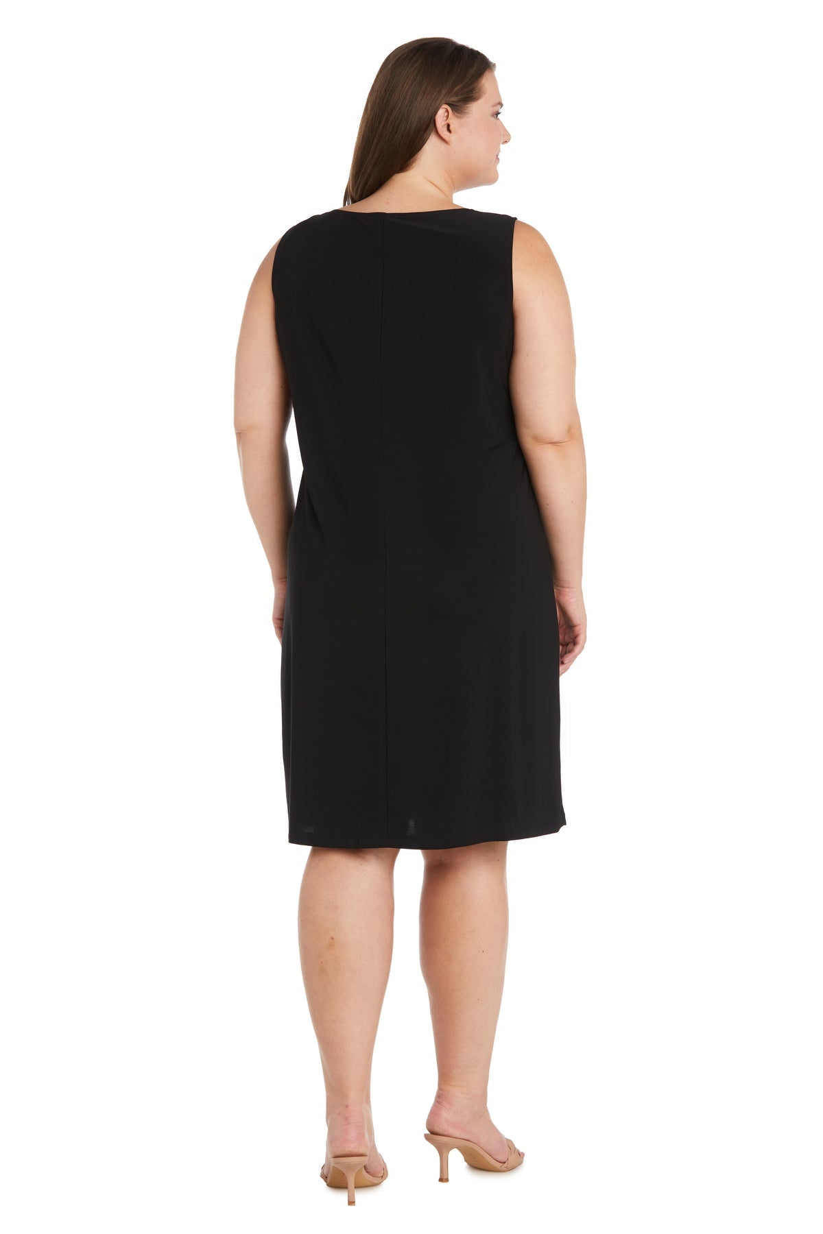Plus Size Dresses Short Cocktail Long Sleeve Plus Size Dress R&M Richards 9457W Black/Silver