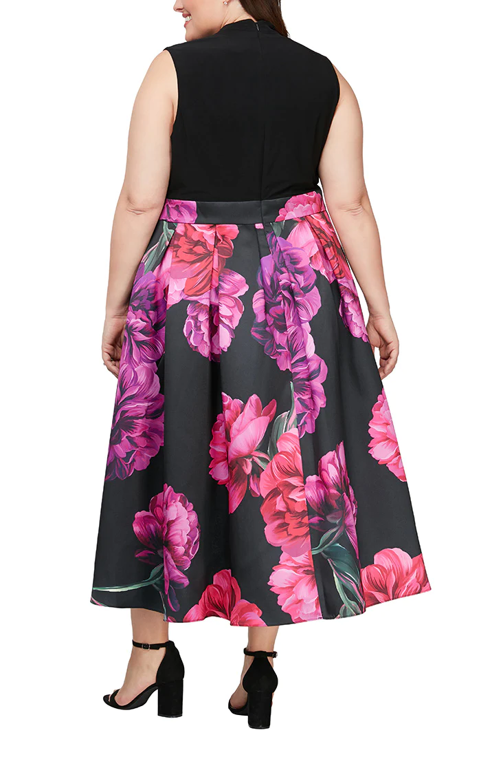 SL Fashions 9459262 Plus Size Floral High Low Party Dress