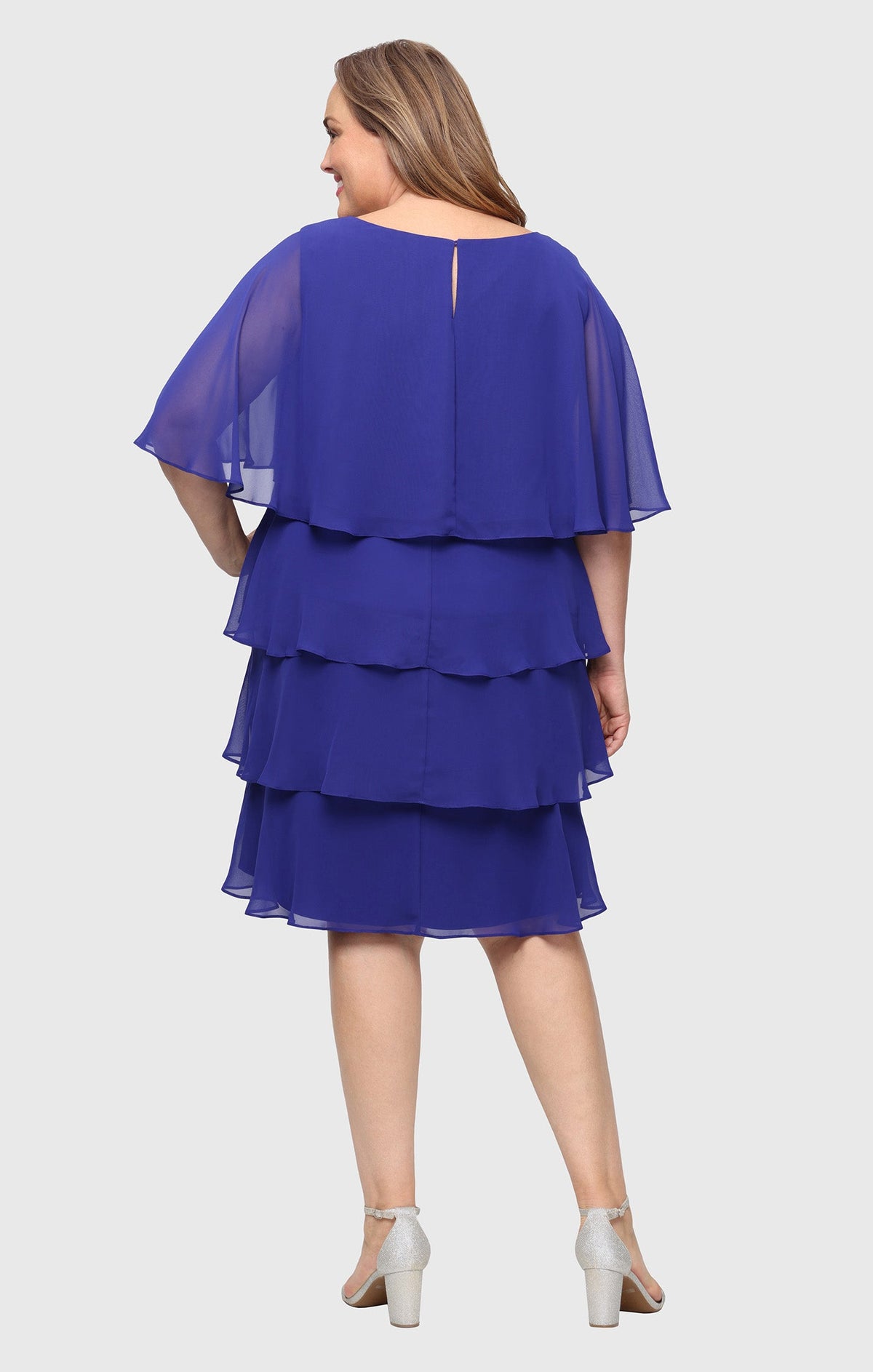 Scoop Knee-Length Chiffon Cocktail Sheath Dress SL Fashions 9470752