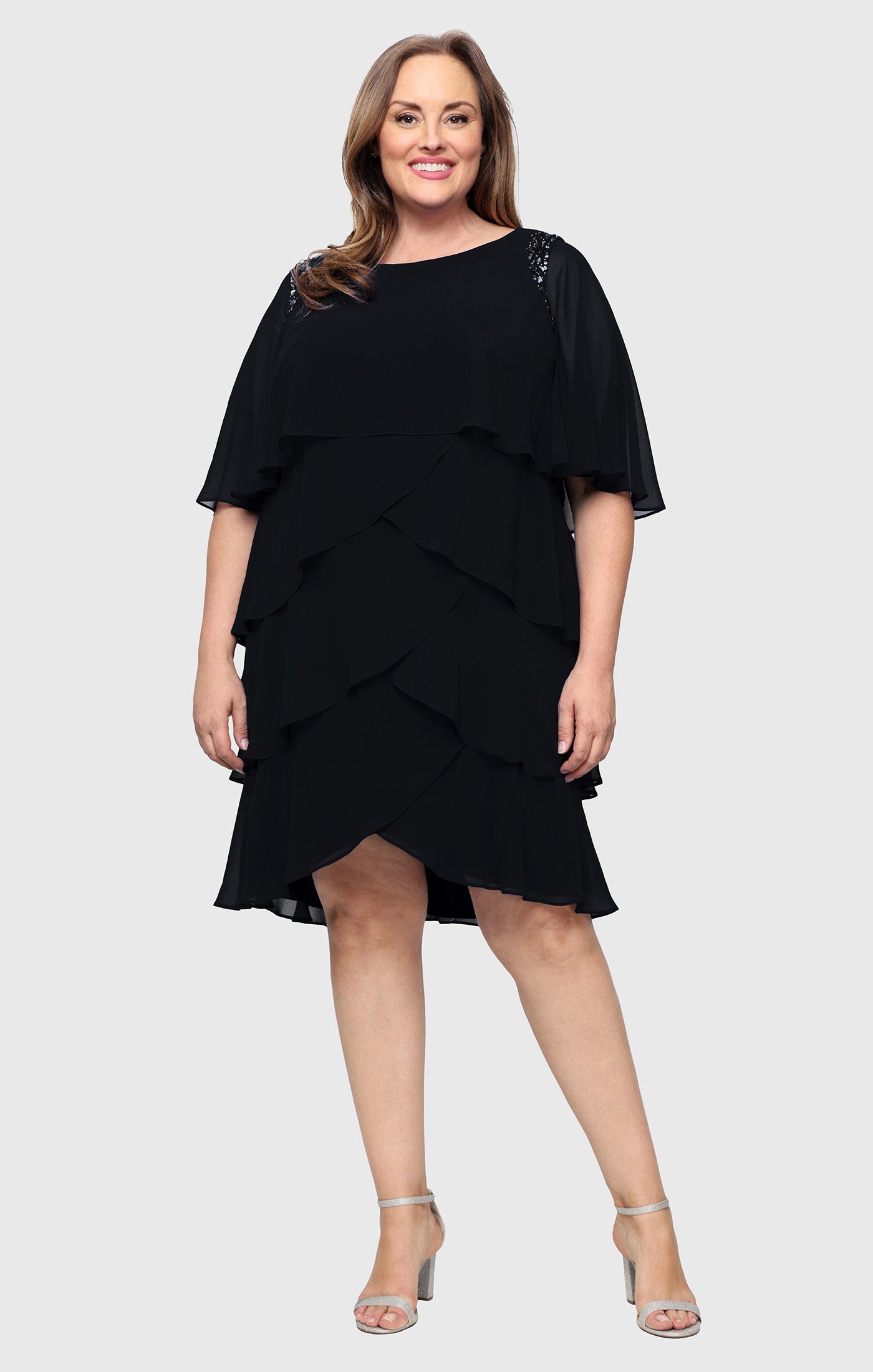 Scoop Knee-Length Chiffon Cocktail Sheath Dress SL Fashions 9470752