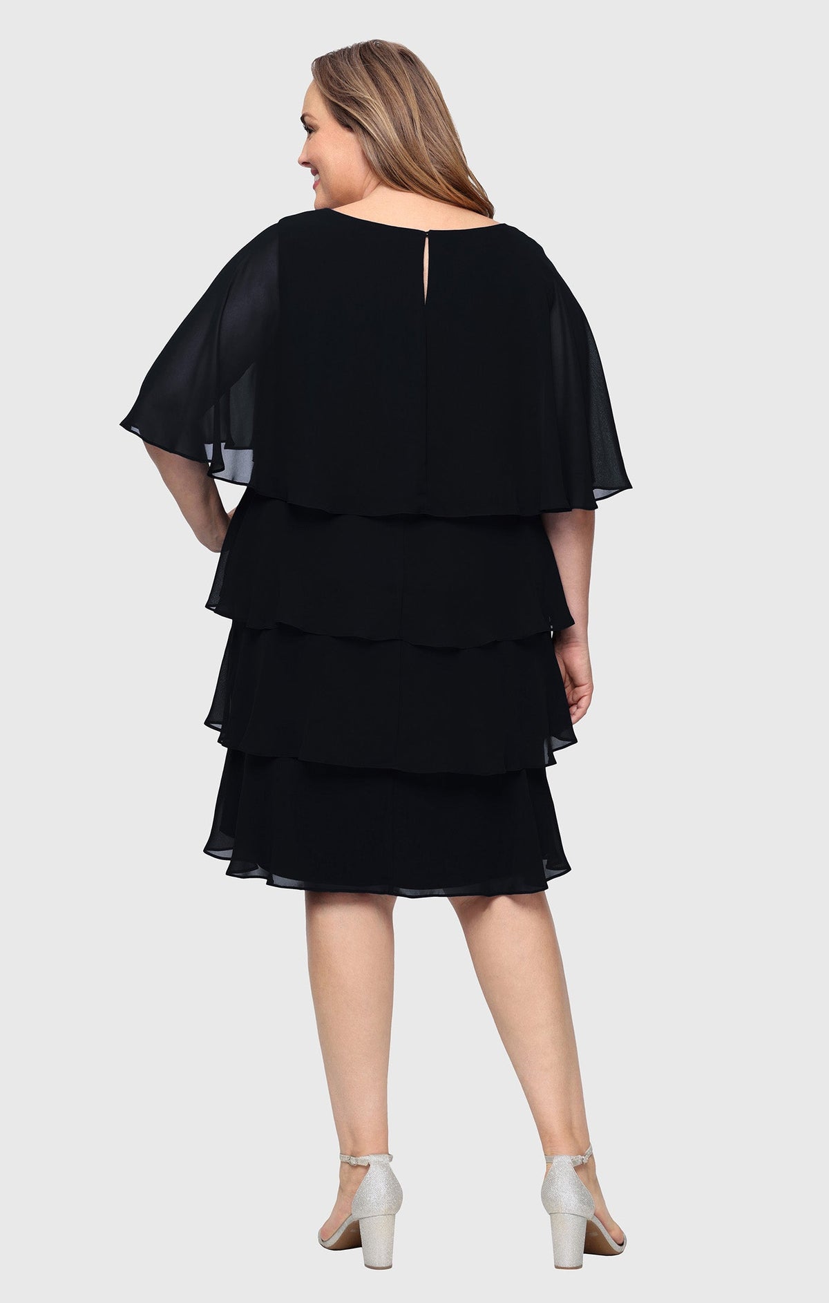 Scoop Knee-Length Chiffon Cocktail Sheath Dress SL Fashions 9470752