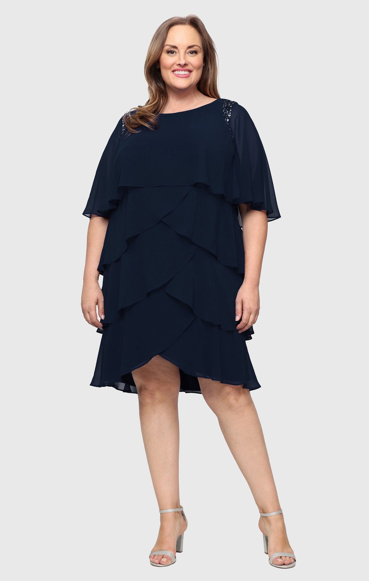 Scoop Knee-Length Chiffon Cocktail Sheath Dress SL Fashions 9470752