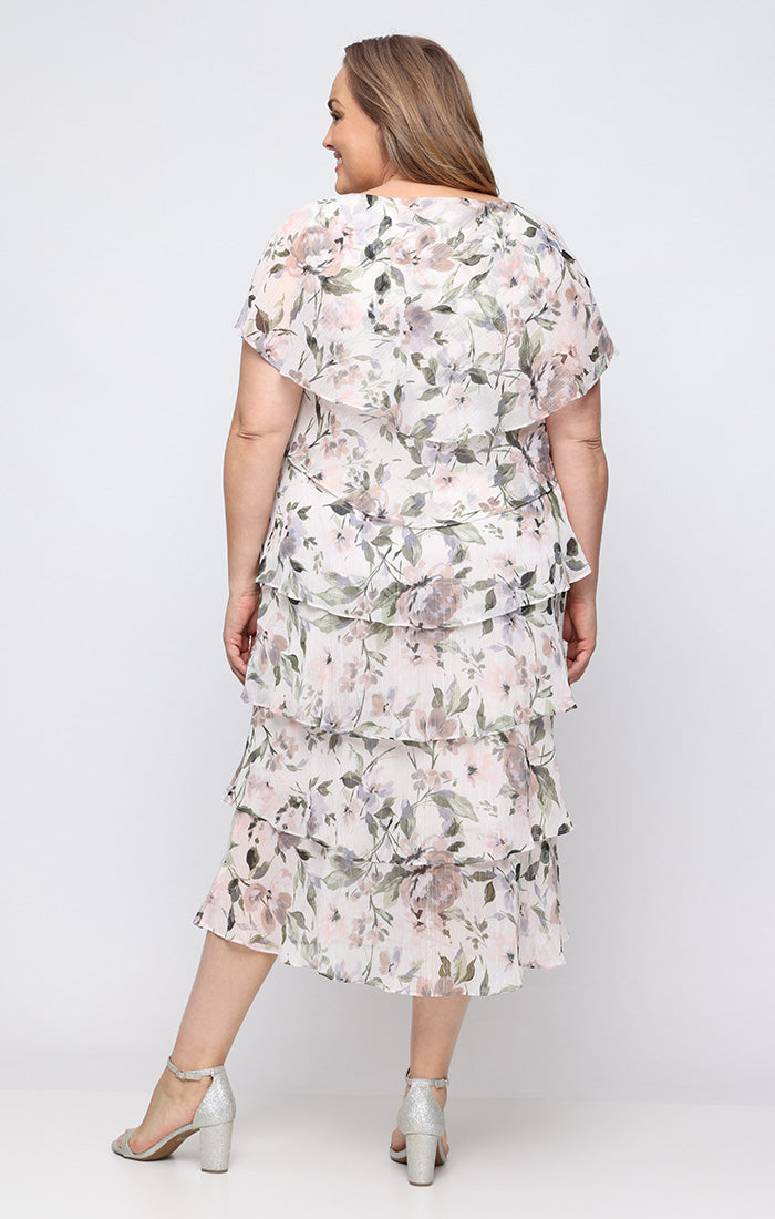 V-Neck Midi Chiffon Special Occasion A-Line Dress SL Fashions 9472136