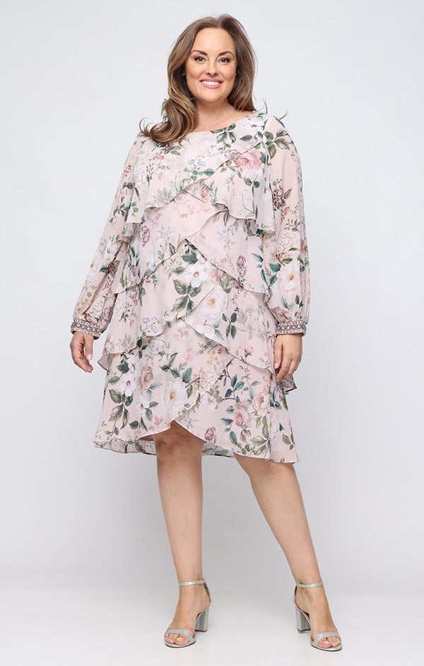 Jewel Knee-Length Chiffon Special Occasion A-Line Dress SL Fashions 9472168