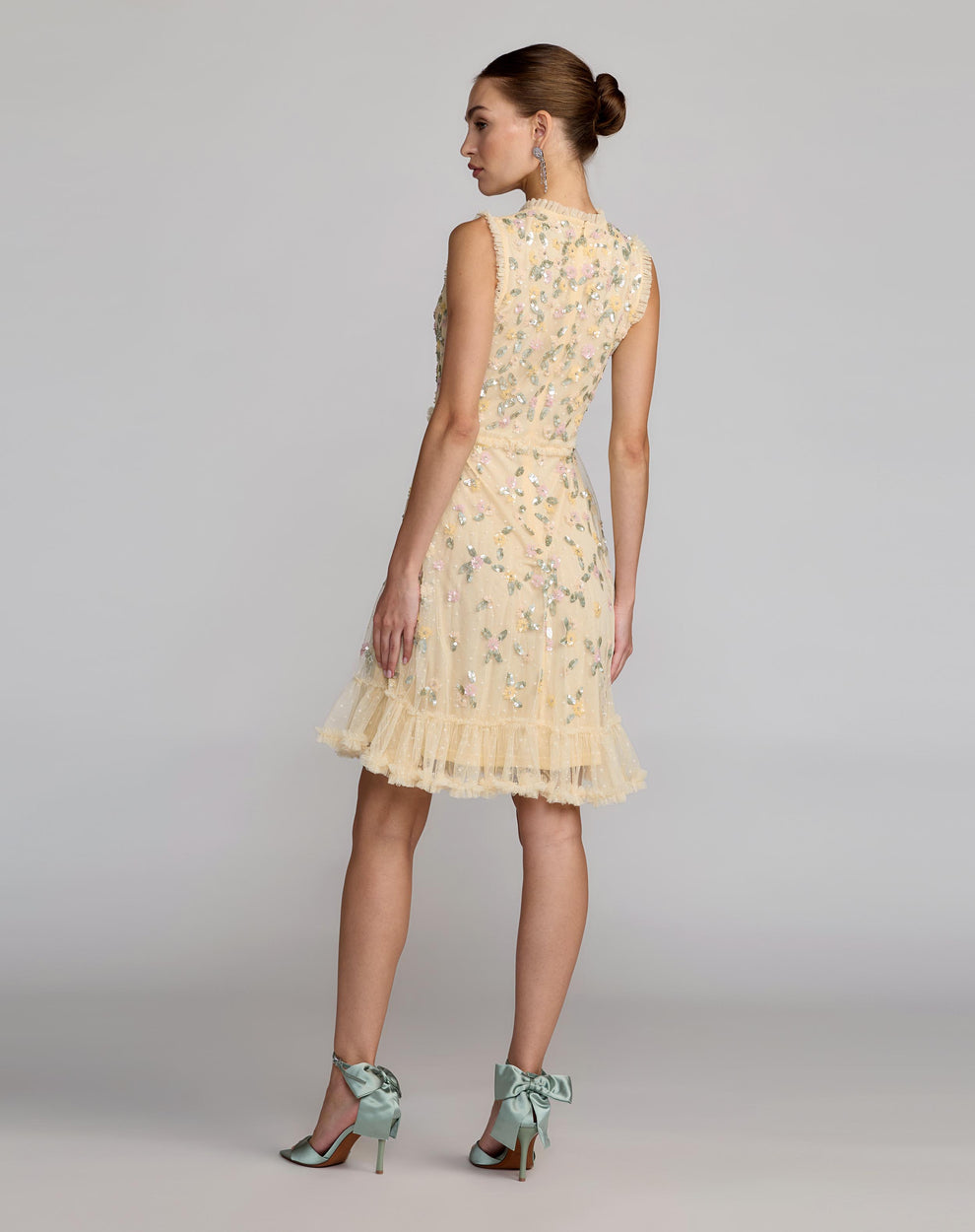 Crew/High-Neck Knee-Length Tulle Cocktail A-Line Mac Duggal 9474