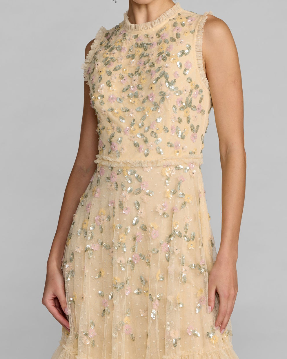 Crew/High-Neck Knee-Length Tulle Cocktail A-Line Mac Duggal 9474