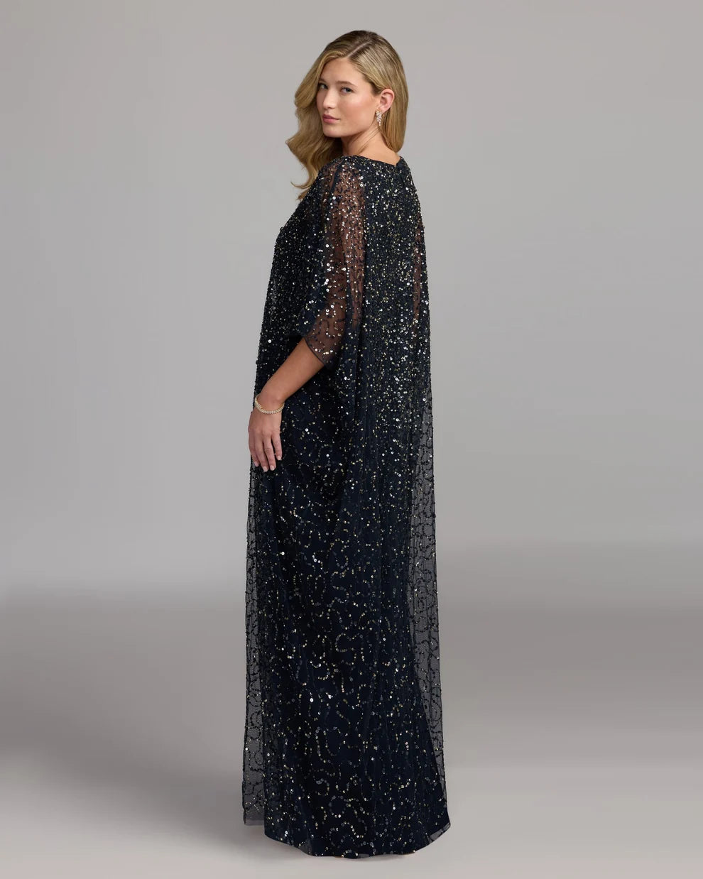 Crew High-Neck Floor-Length Sequin Evening A-Line Mac Duggal 9475
