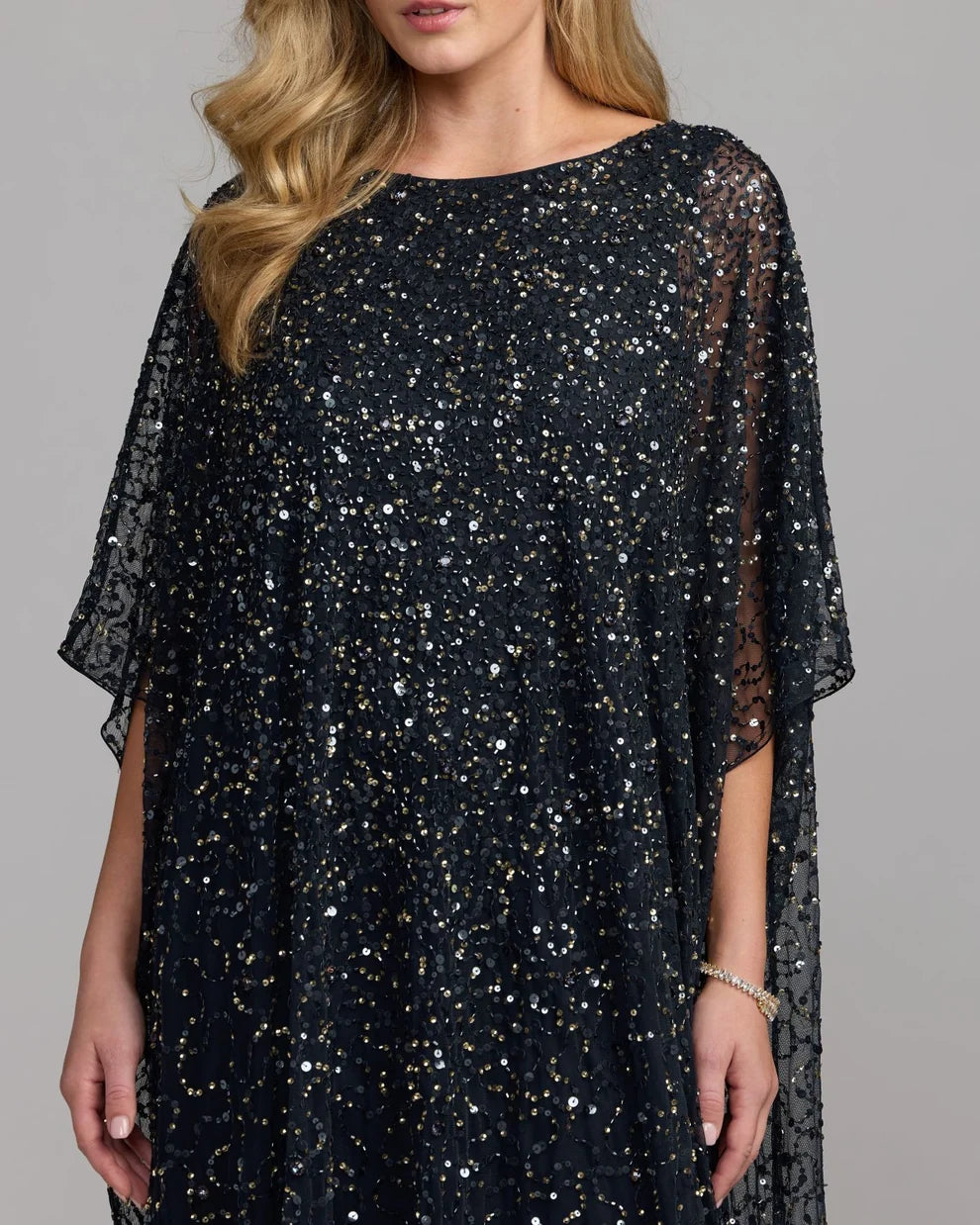 Crew High-Neck Floor-Length Sequin Evening A-Line Mac Duggal 9475