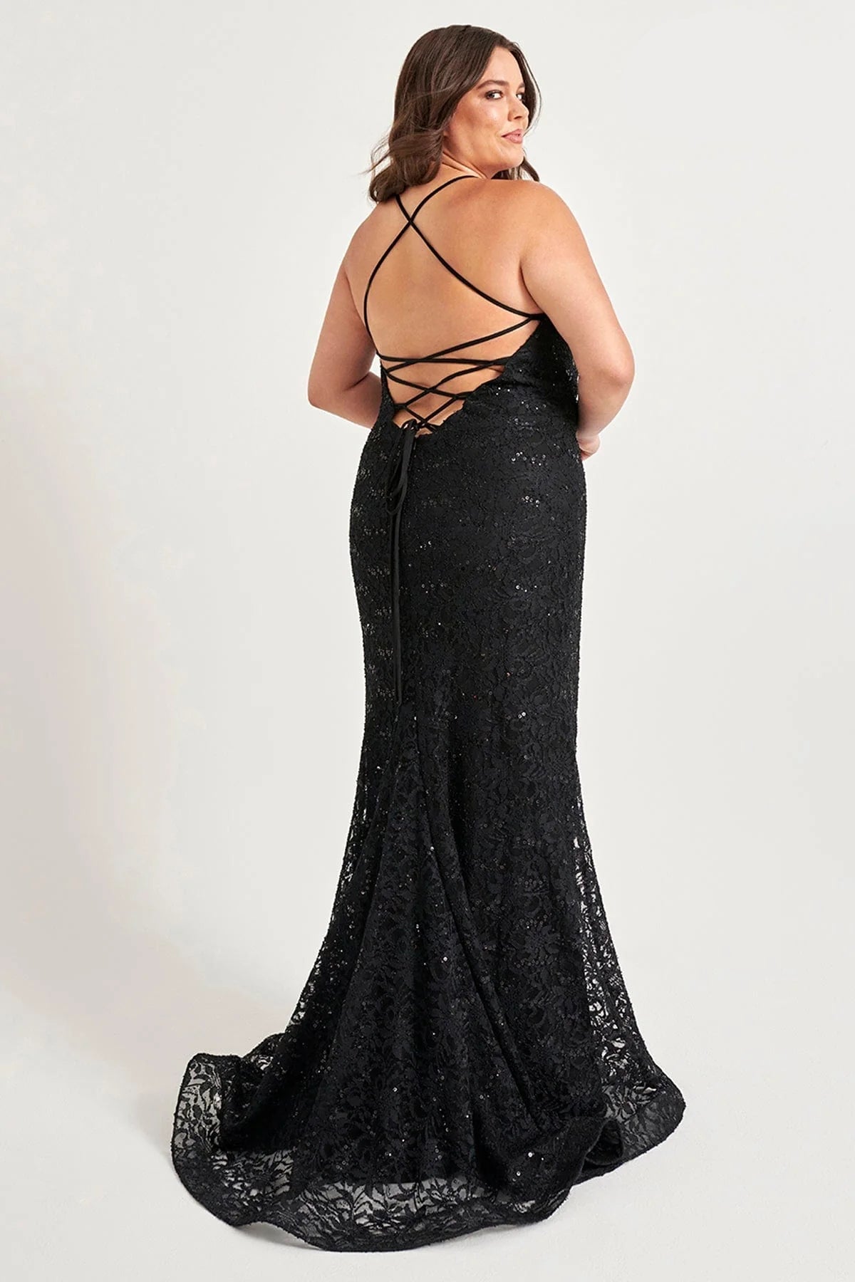 Plus Size Formal Dresses Plus Size Long Fitted Formal Lace Prom Dress Black