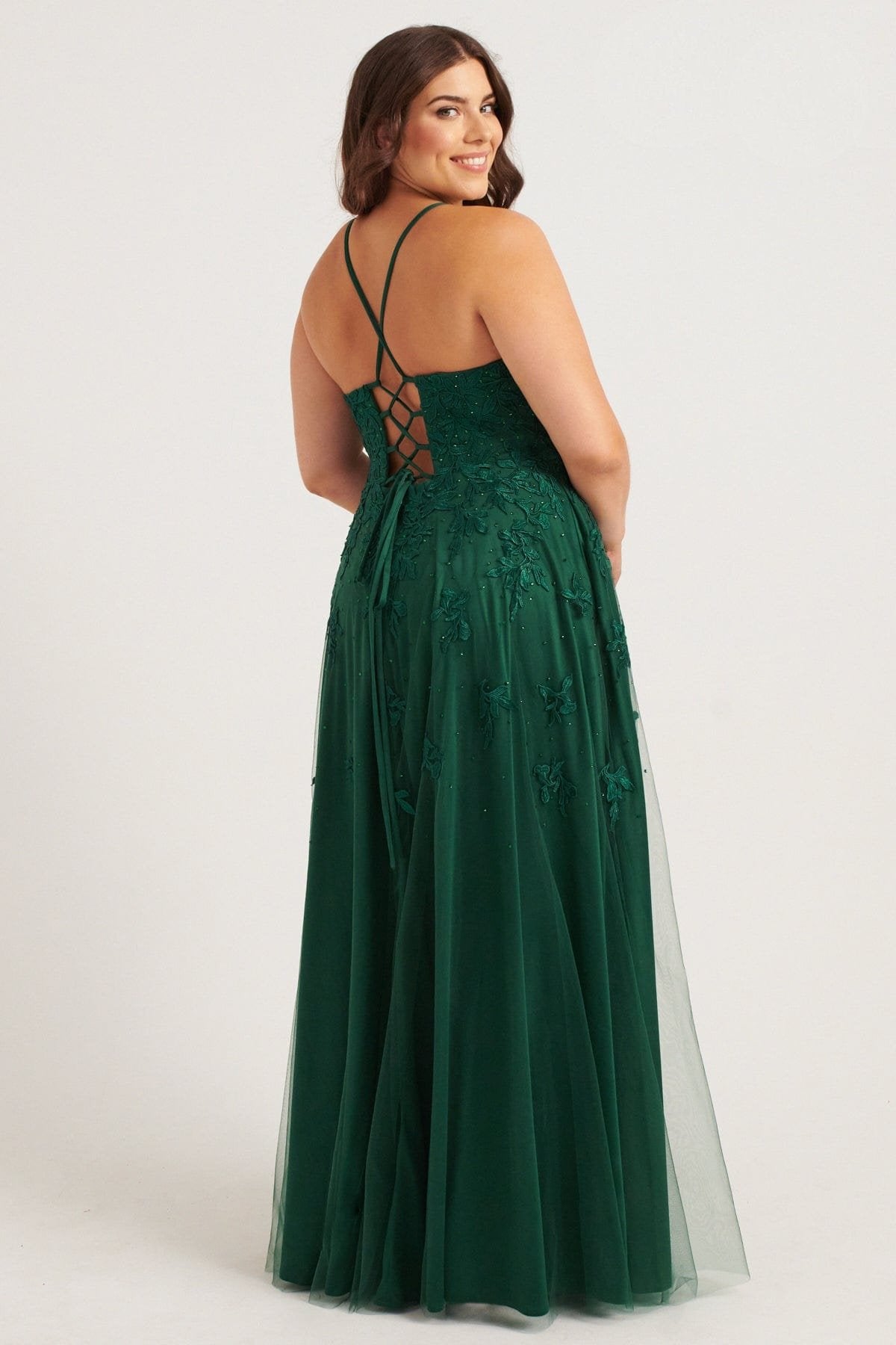 Prom Dresses Long A Line Formal Lace Prom Plus Size Dress Forest Green