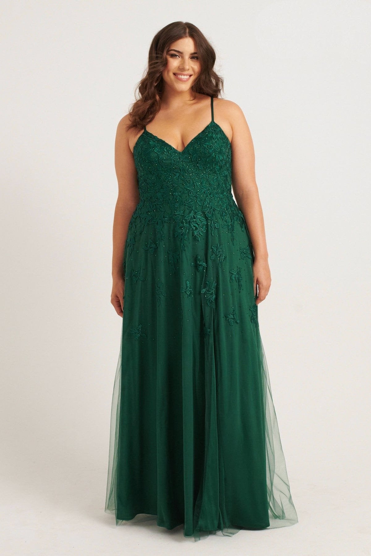 Prom Dresses Long A Line Formal Lace Prom Plus Size Dress Forest Green