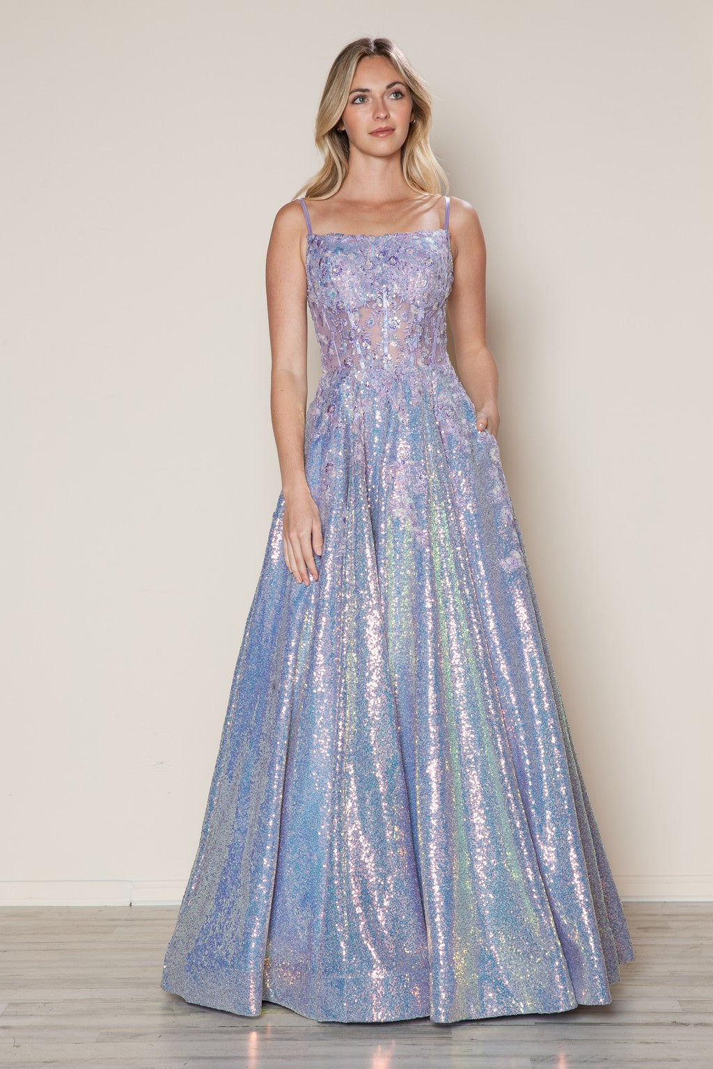 Poly USA 9554 Long Sequin Formal Beaded Corset Prom Dress – The
