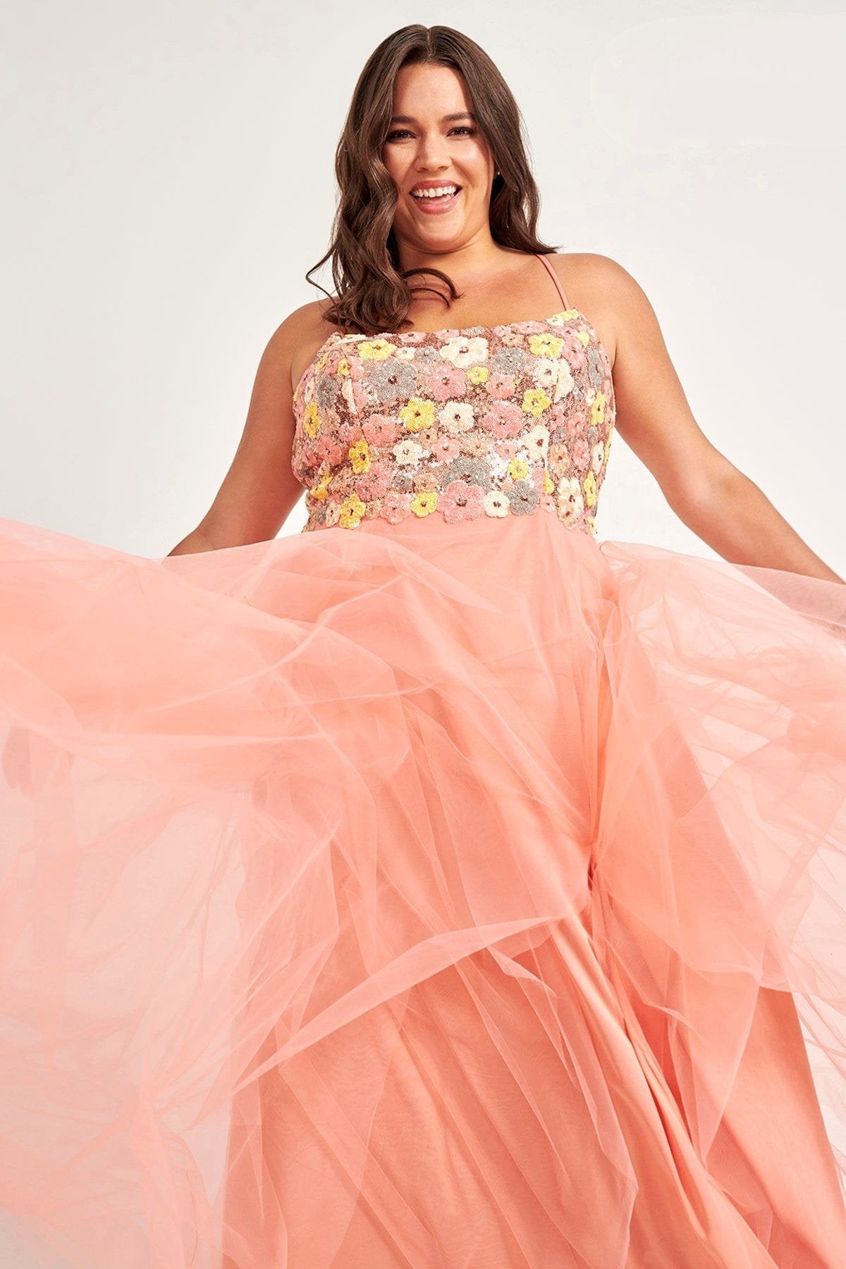 Prom Dresses Long Formal Sequin Floral Plus Size Prom Dress Spring Pink