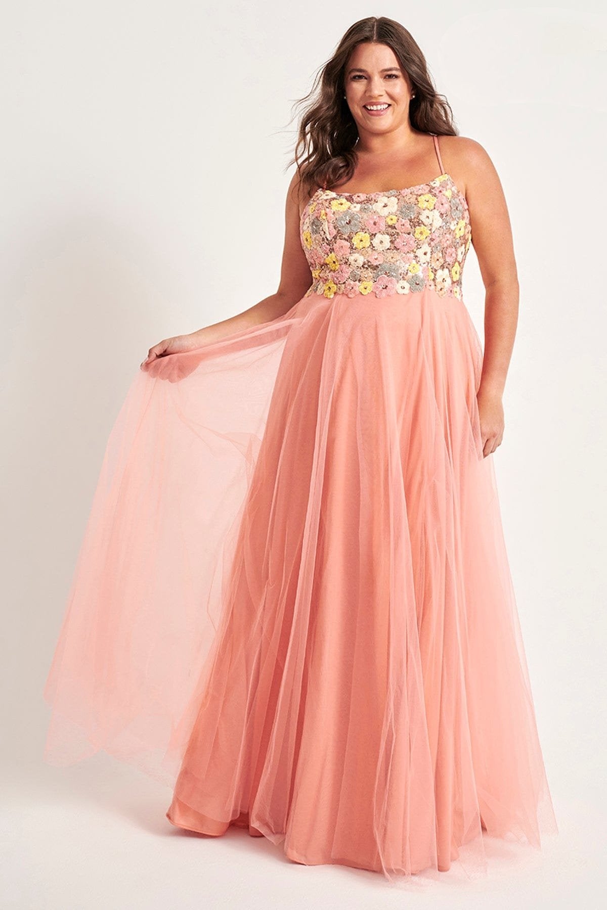 Prom Dresses Long Formal Sequin Floral Plus Size Prom Dress Spring Pink