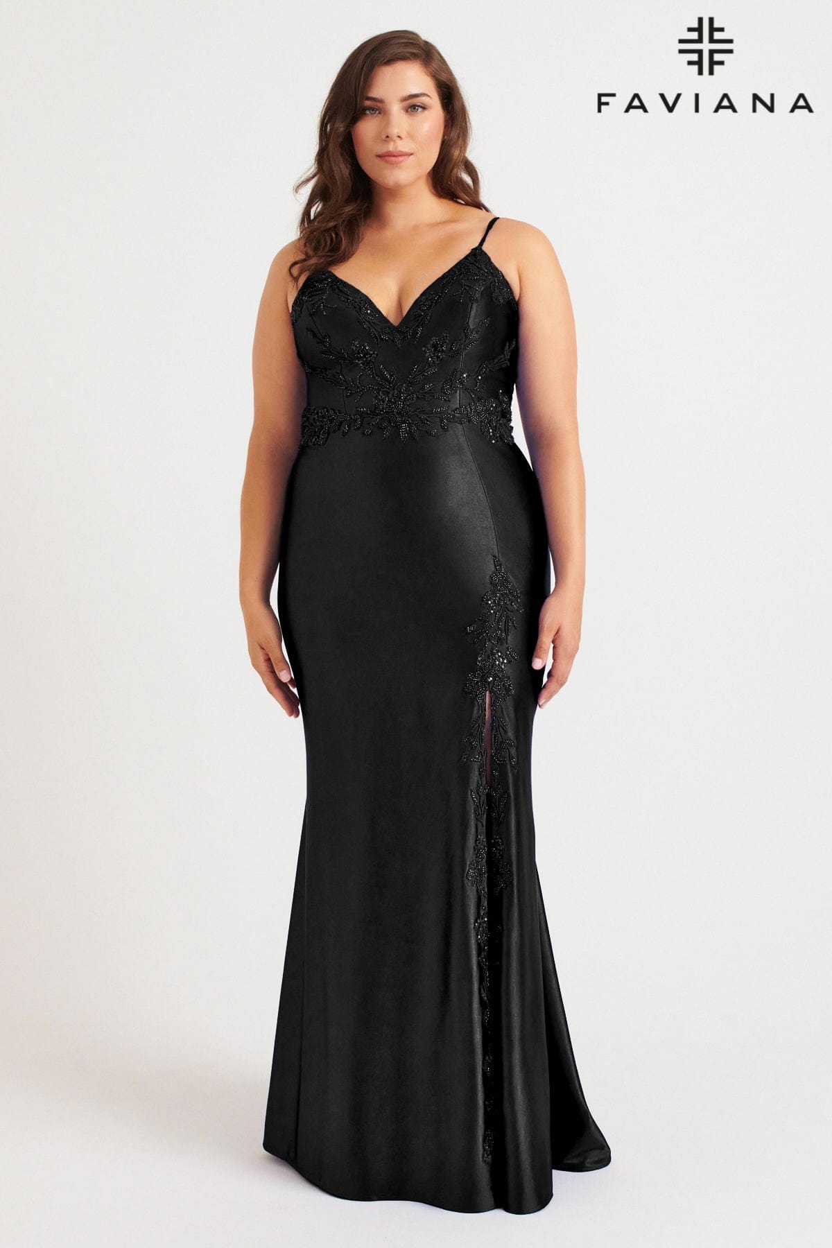 Faviana 9562 Long Prom Formal Beaded Plus Size Dress