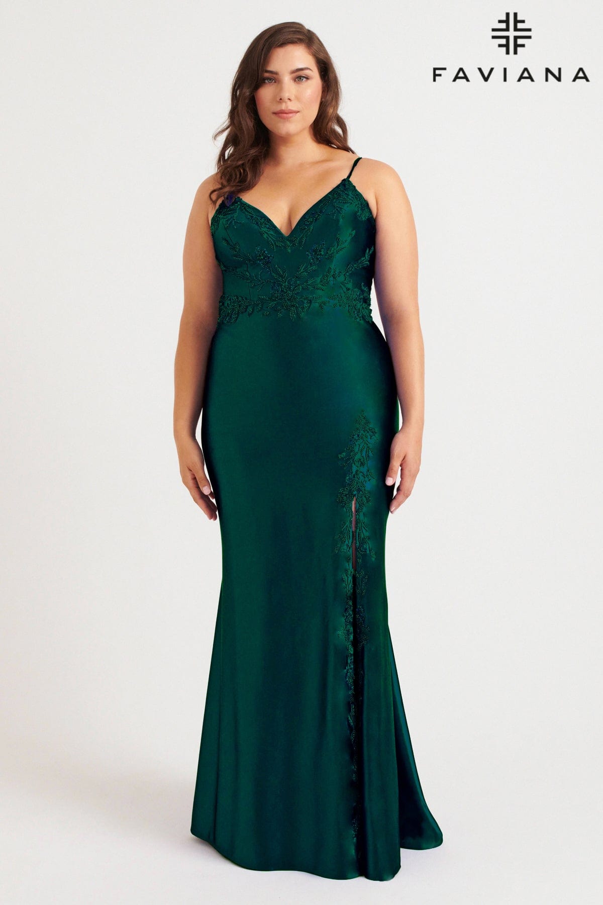 Faviana 9562 Long Prom Formal Beaded Plus Size Dress