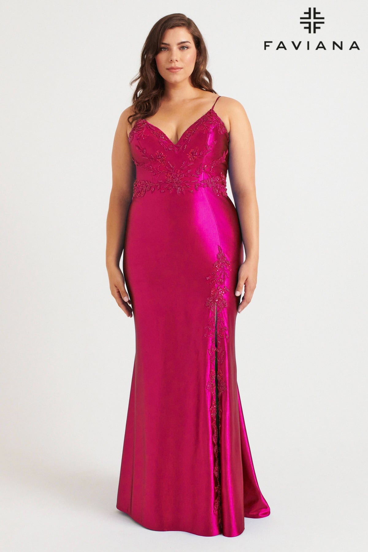 Faviana 9562 Long Prom Formal Beaded Plus Size Dress