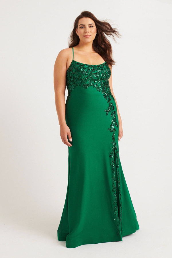 Faviana 9570 Fitted Long Formal Plus Size Beaded Prom Dress