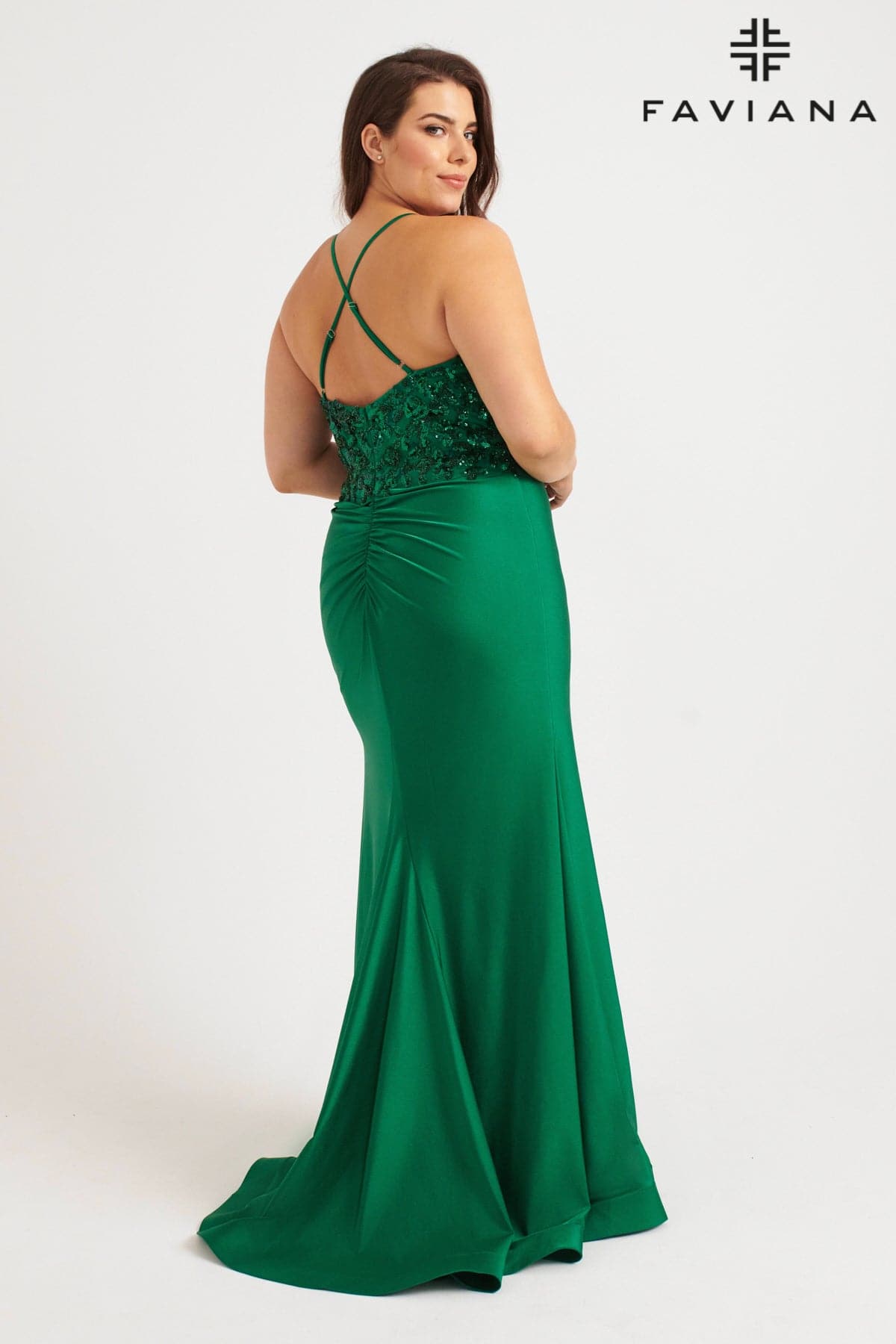 Faviana 9570 Fitted Long Formal Plus Size Beaded Prom Dress
