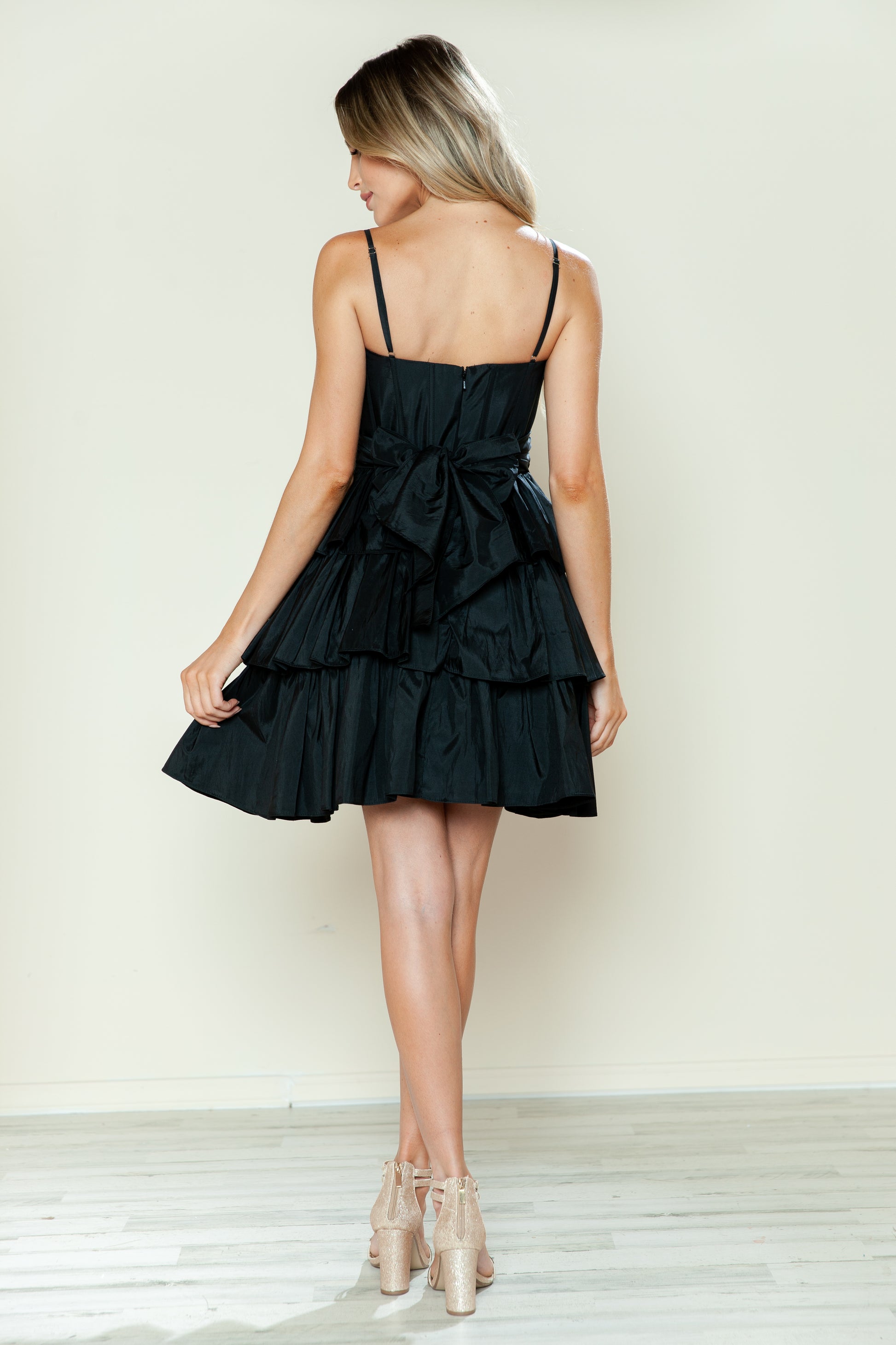 Poly USA 9590 Short Homecoming A Line Tiered Cocktail Dress
