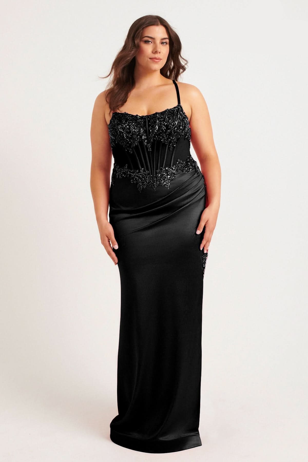 Plus Size Dresses Long Plus Size Formal Corset Prom Dress Black