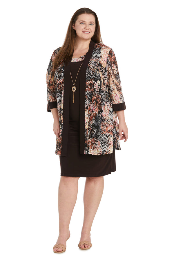 Floral Print Plus Size Jacket Dress Short R&M Richards 9596W