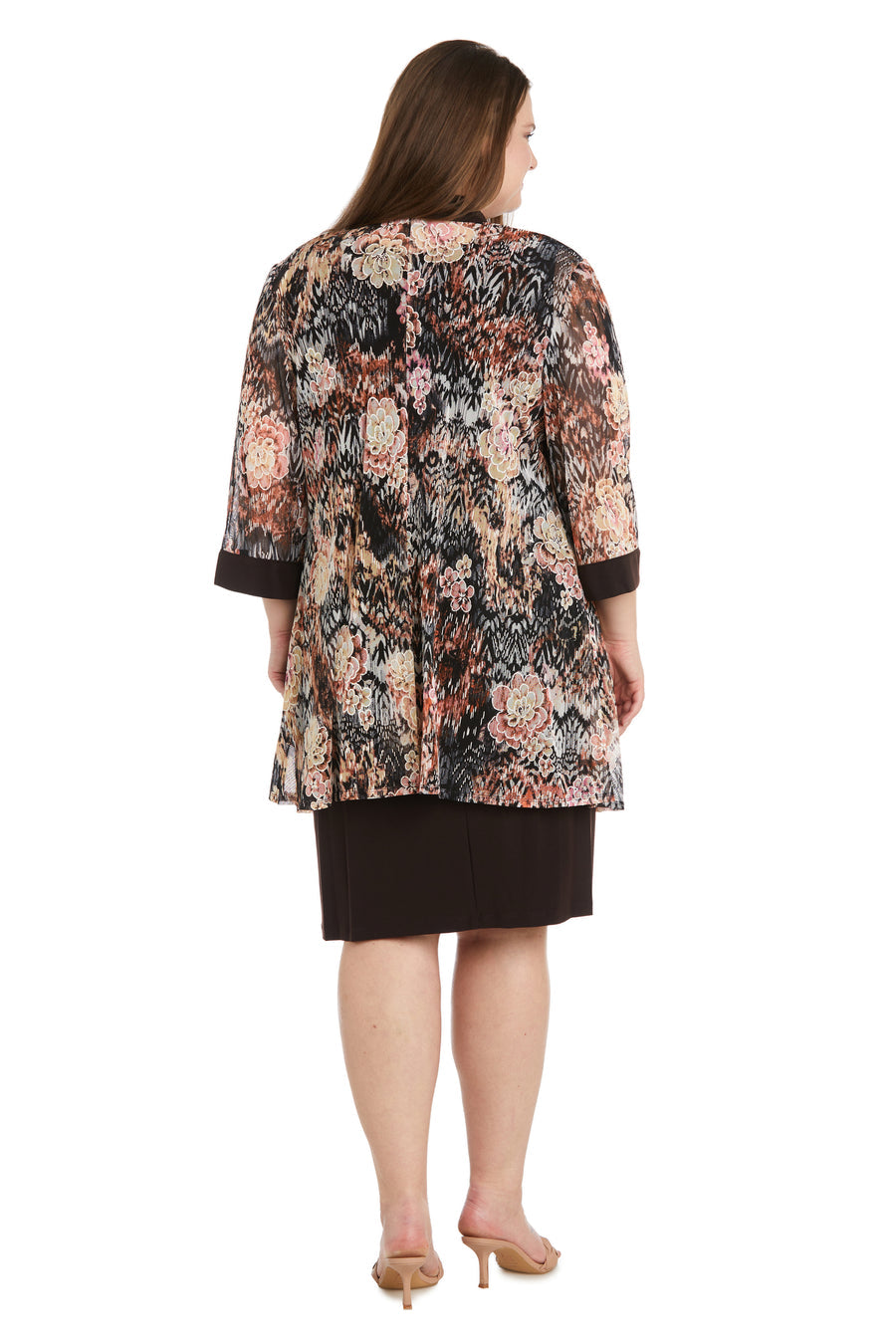 R&M Richards 9596W Floral Print Short Plus Size Jacket Dress