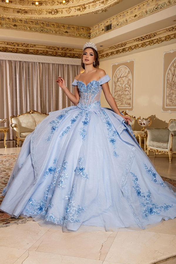 Off-the-Shoulder Floor-Length Tulle Quinceañera Ball Gown May Queen LK304