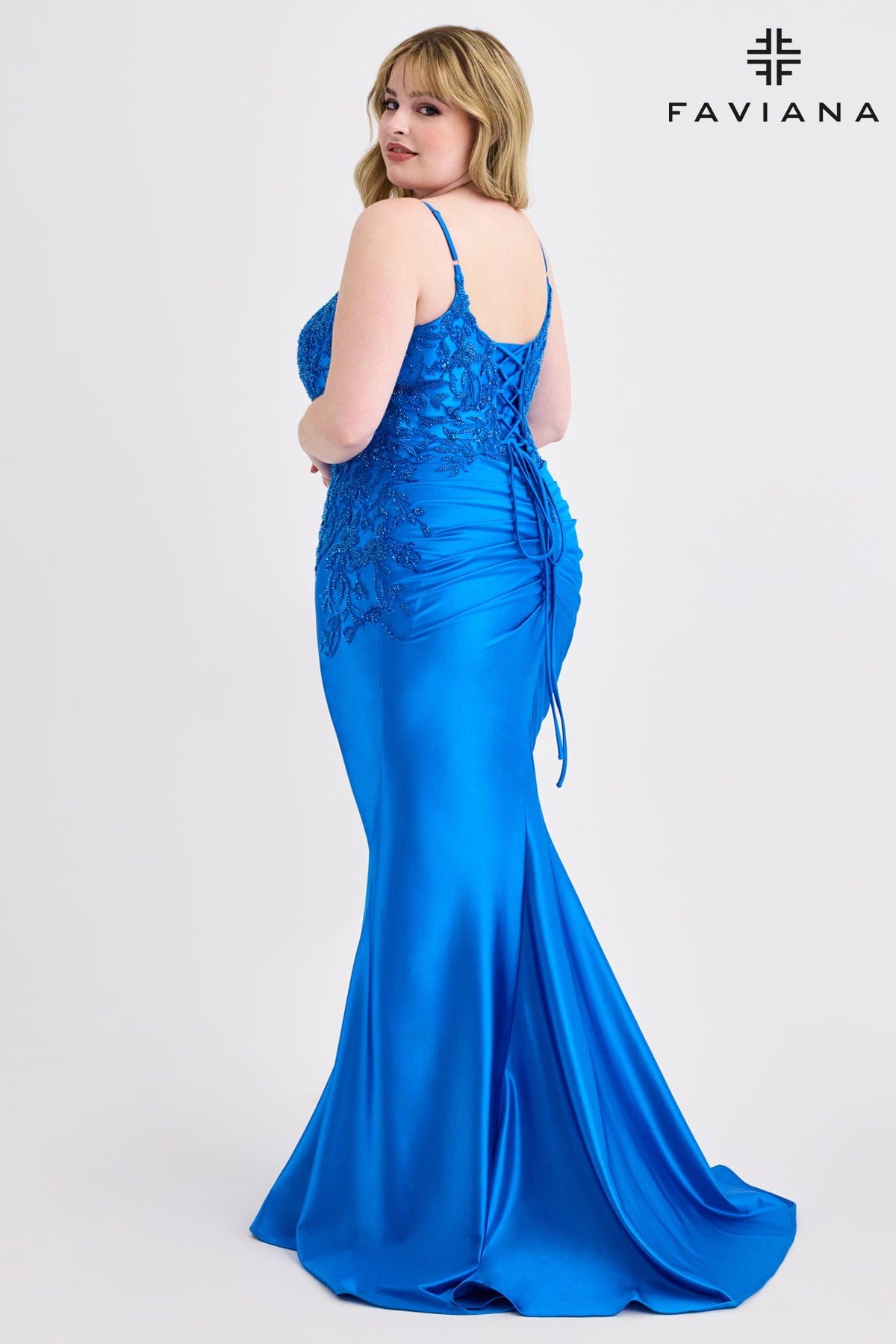 Prom Dresses Beaded Lace Prom Evening Dress Electric Blue