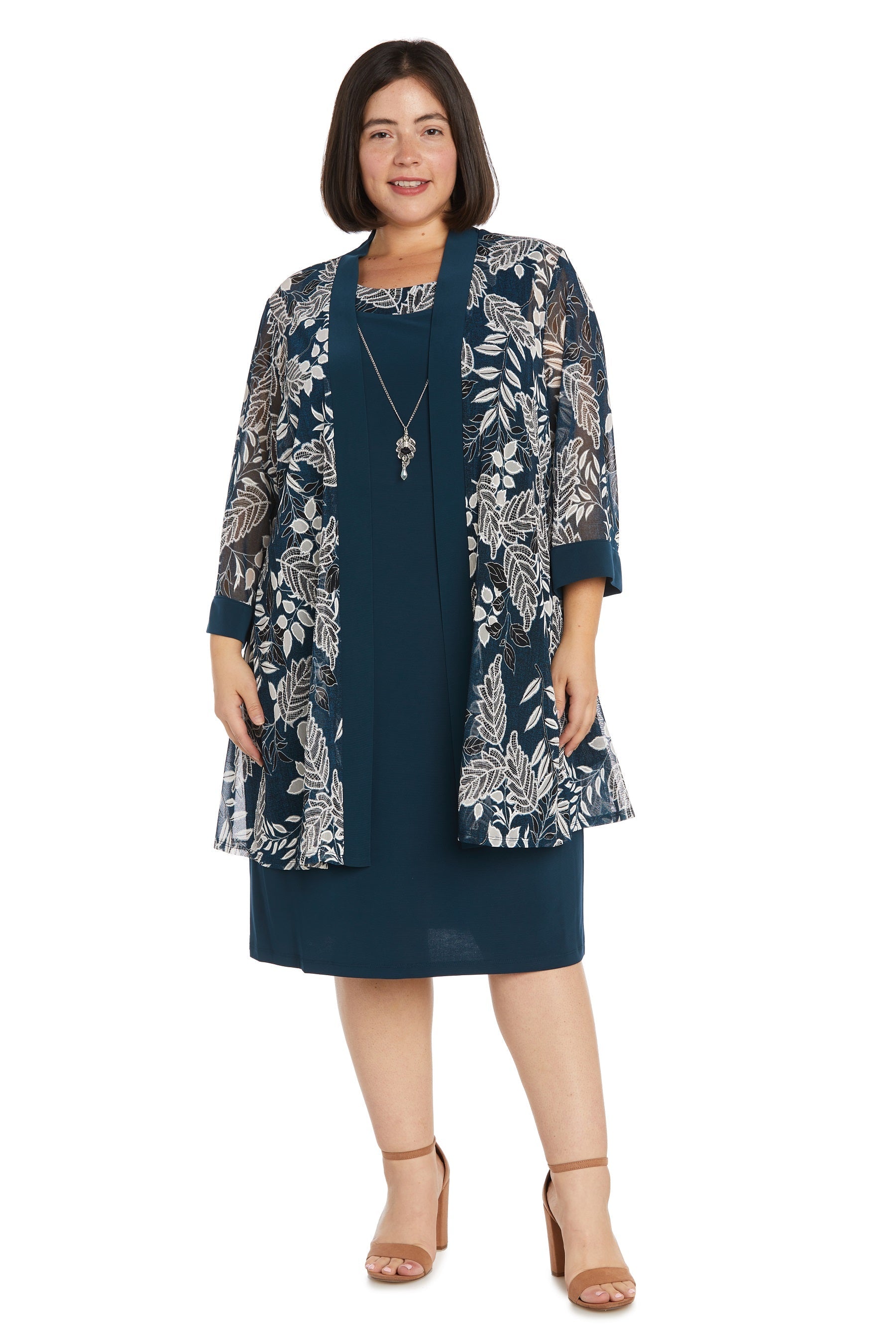 R&M Richards 9706W Short Cocktail Metallic Plus Size Dress