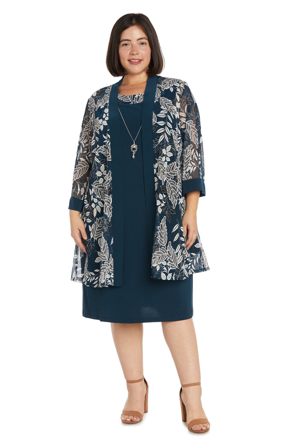 Short Metallic Dress Cocktail Plus Size R&M Richards 9706W