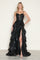Prom Dresses A Line Long Formal Tiered Slit Prom Dress Black